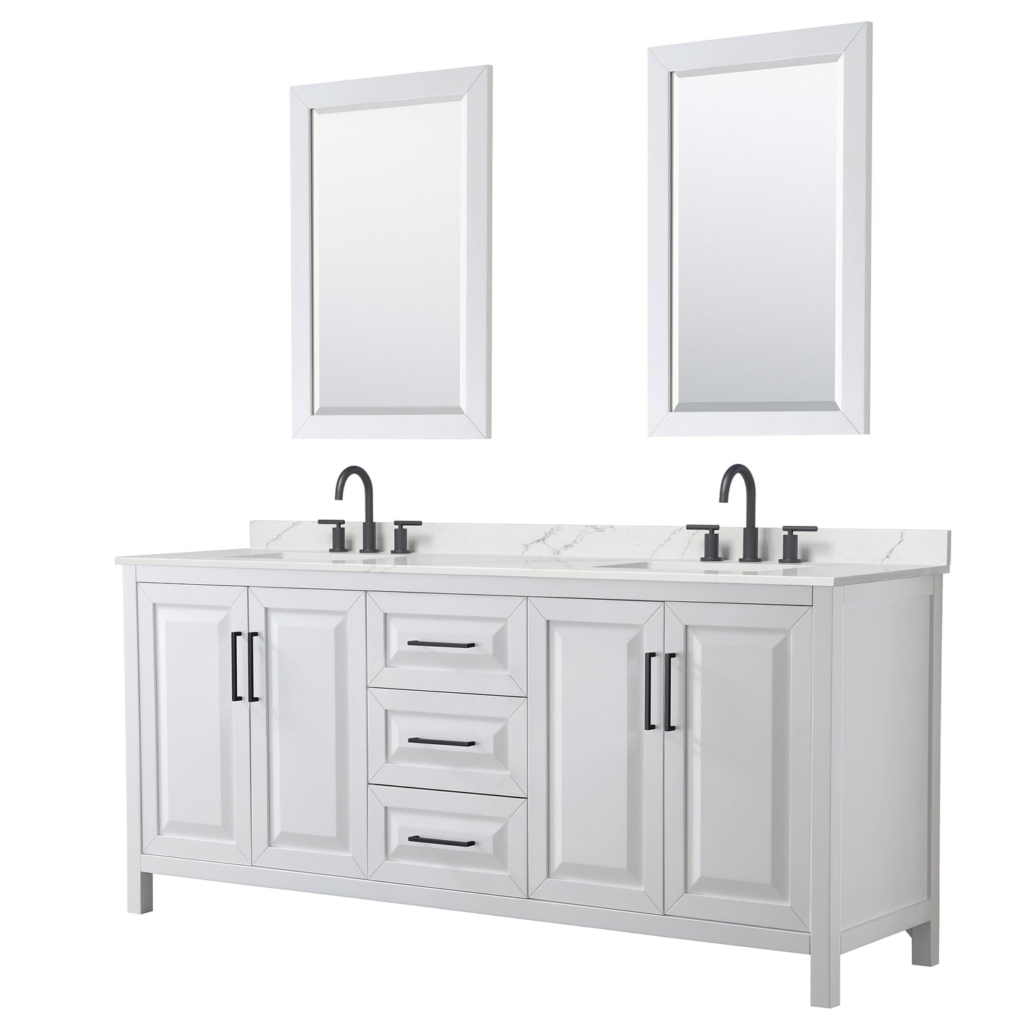 Daria Bathroom Vanity with Countertop 80 inch Double Sink 3-hole Faucet Setup