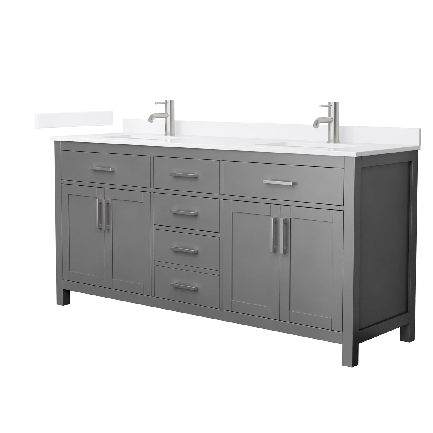 Beckett Bathroom Vanity with Countertop 72 inch Double Sink Single hole Faucet Setup