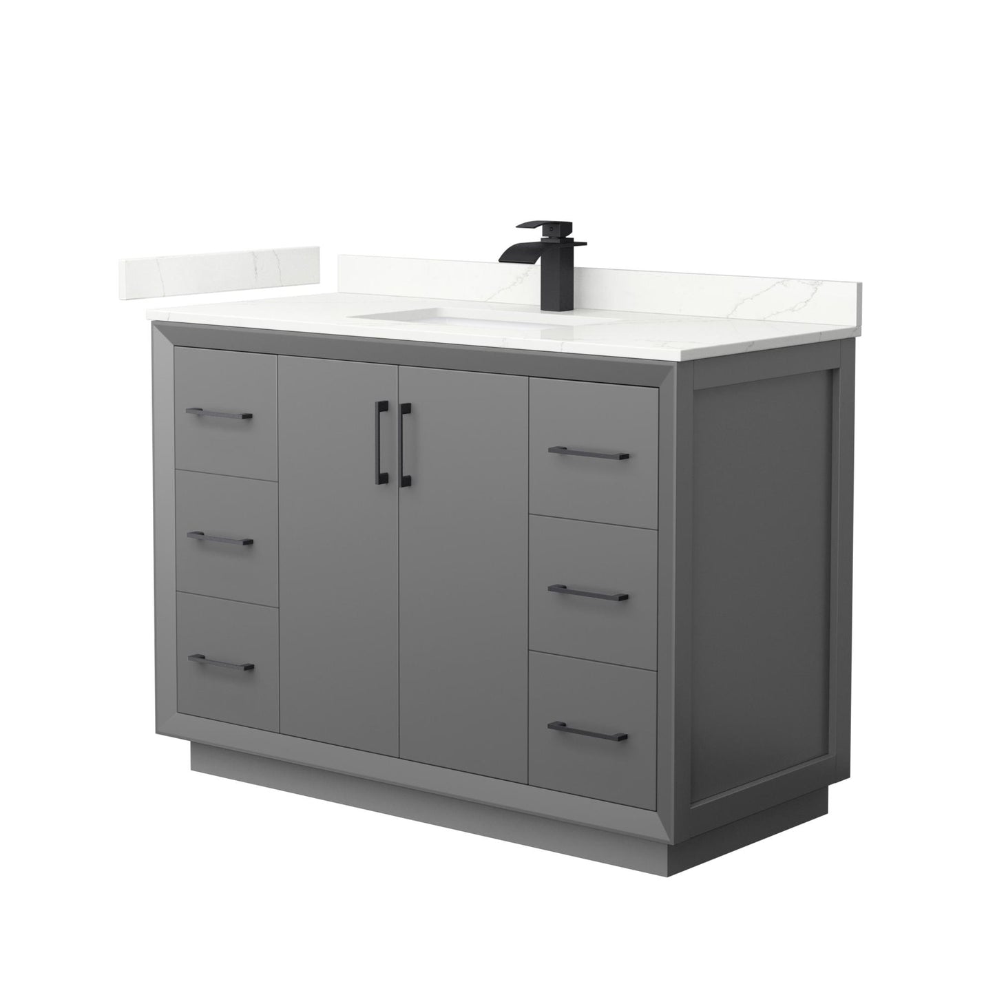 Strada Bathroom Vanity with Countertop 48 inch Single Sink Single hole Faucet Setup