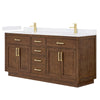 Custom image for Dark Oak with Brushed Gold Trim / White Cultured Marble / No Mirror