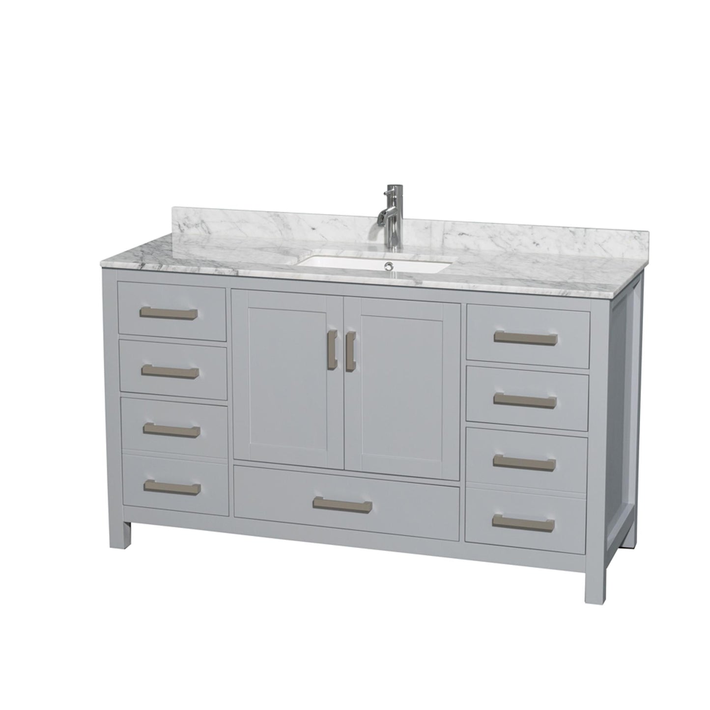 Sheffield Bathroom Vanity with Countertop 60 inch Single Sink Single hole Faucet Setup