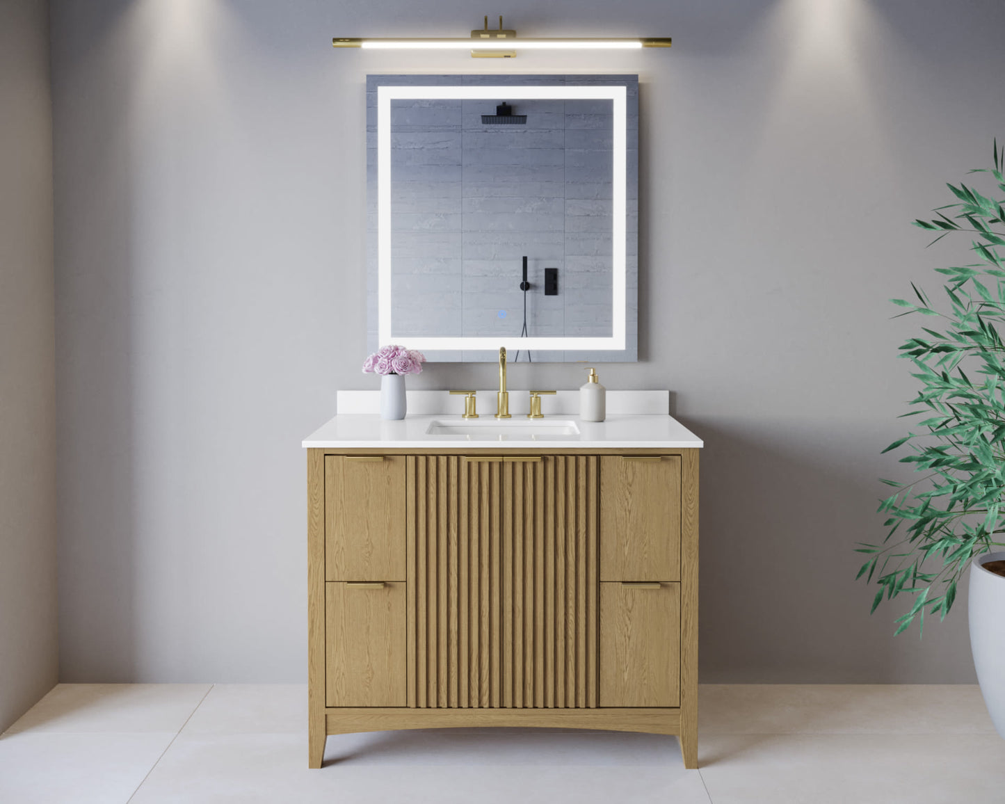 Palmilla Bathroom Vanity with Countertop 42 inch Single Sink 3-hole Faucet Setup