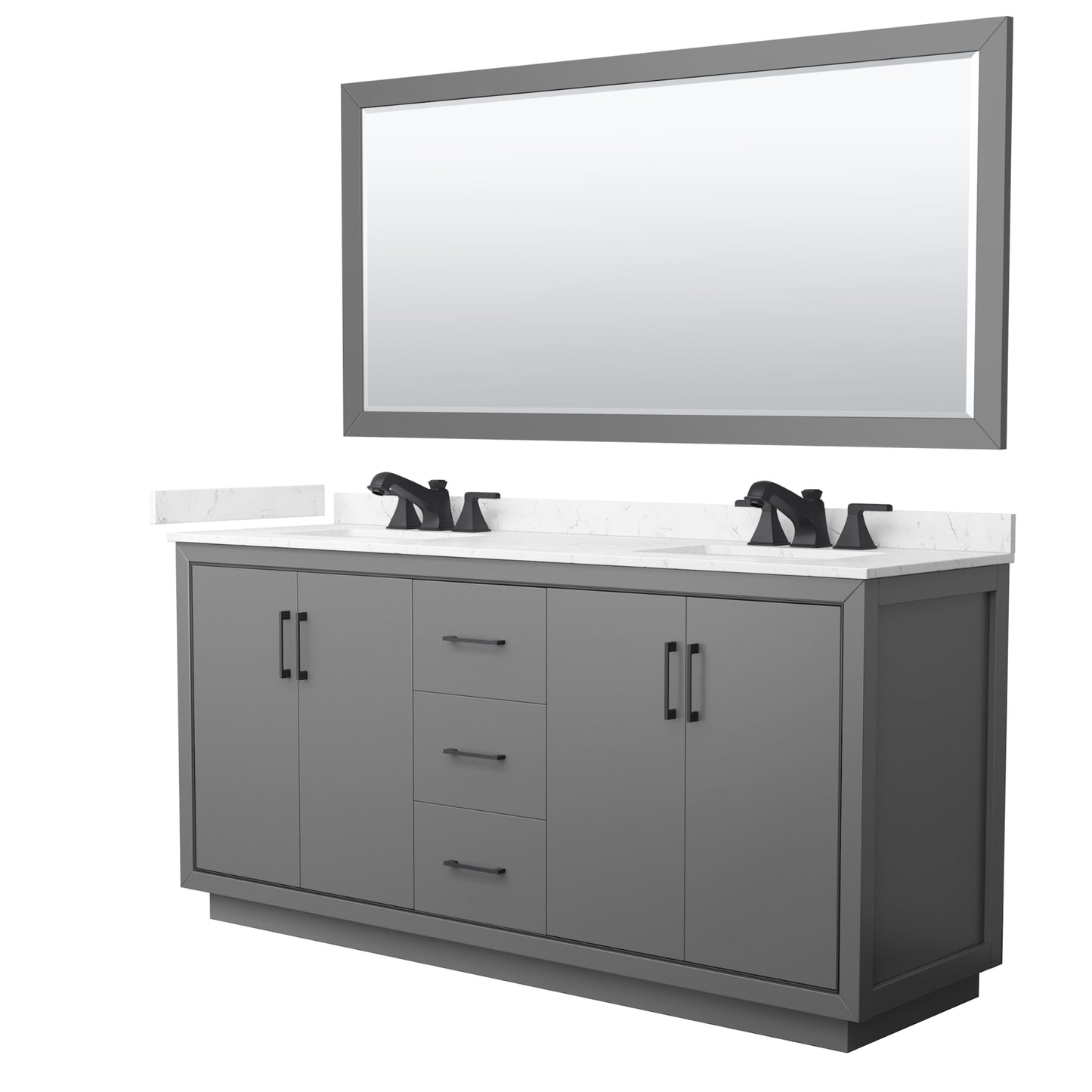 Icon Bathroom Vanity with Countertop 72 inch Double Sink 3-hole Faucet Setup