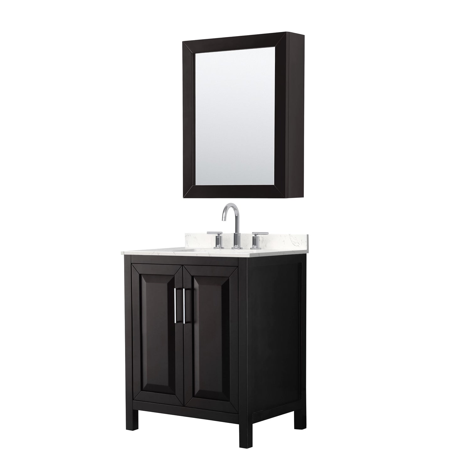 Daria Bathroom Vanity with Countertop 30 inch Single Sink 3-hole Faucet Setup