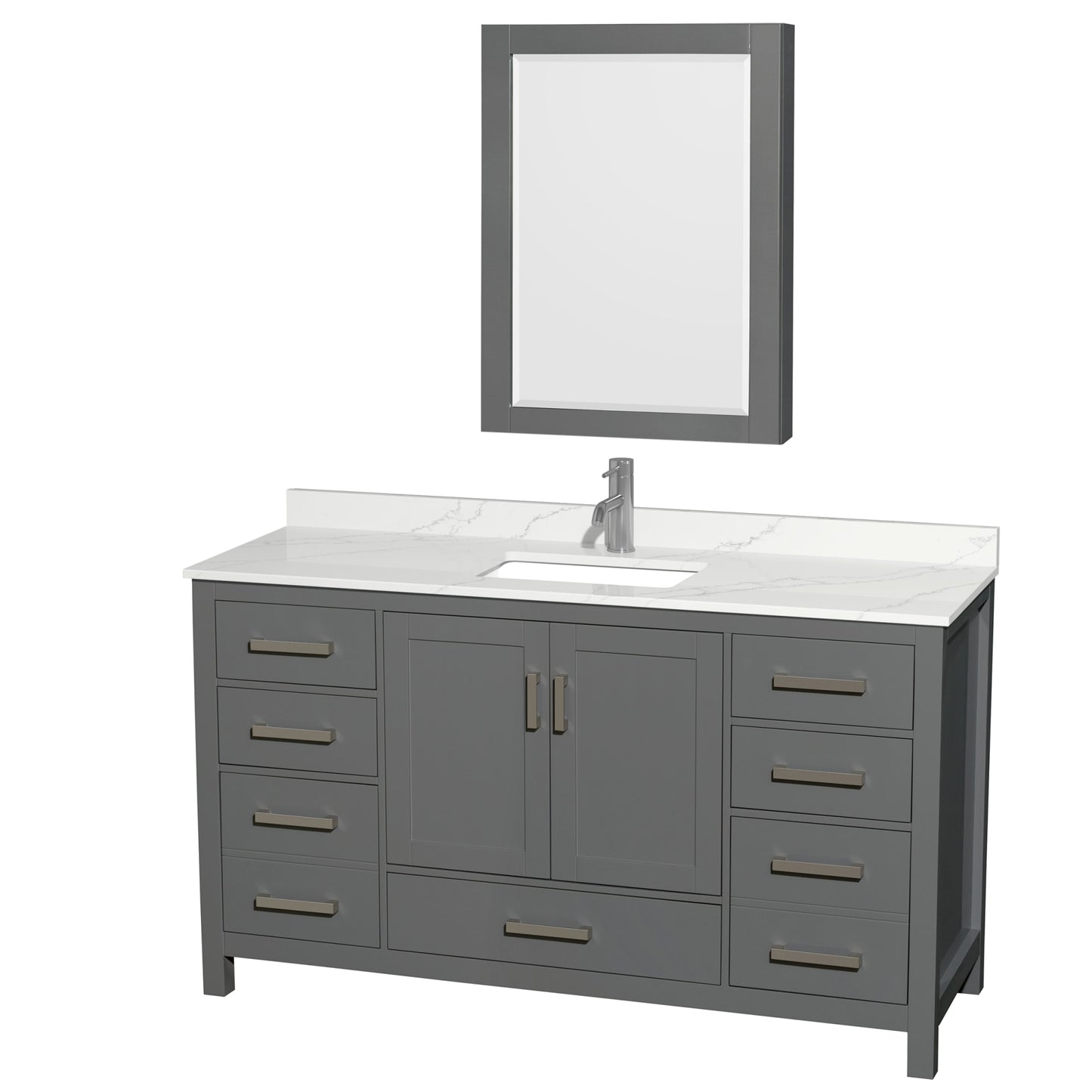 Sheffield Bathroom Vanity with Countertop 60 inch Single Sink Single hole Faucet Setup