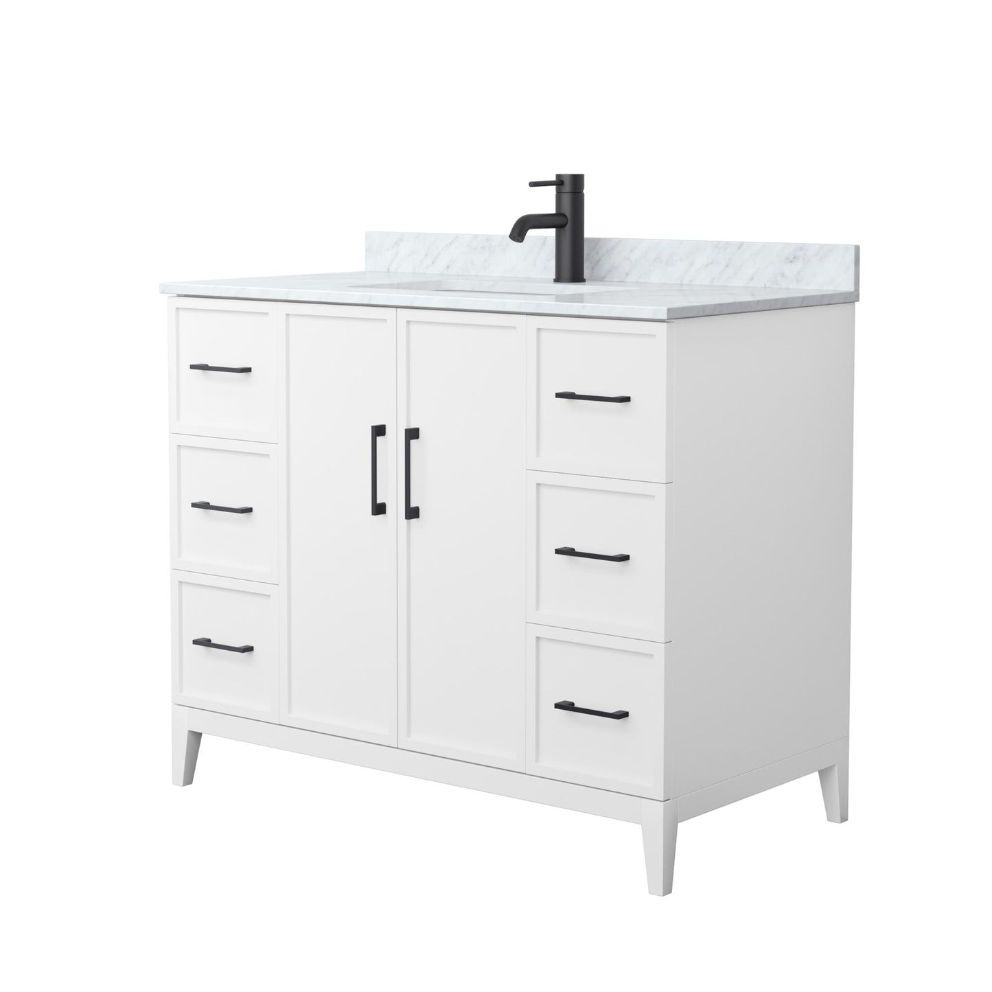 Elan Bathroom Vanity with Countertop 42 inch Single Sink Single hole Faucet Setup