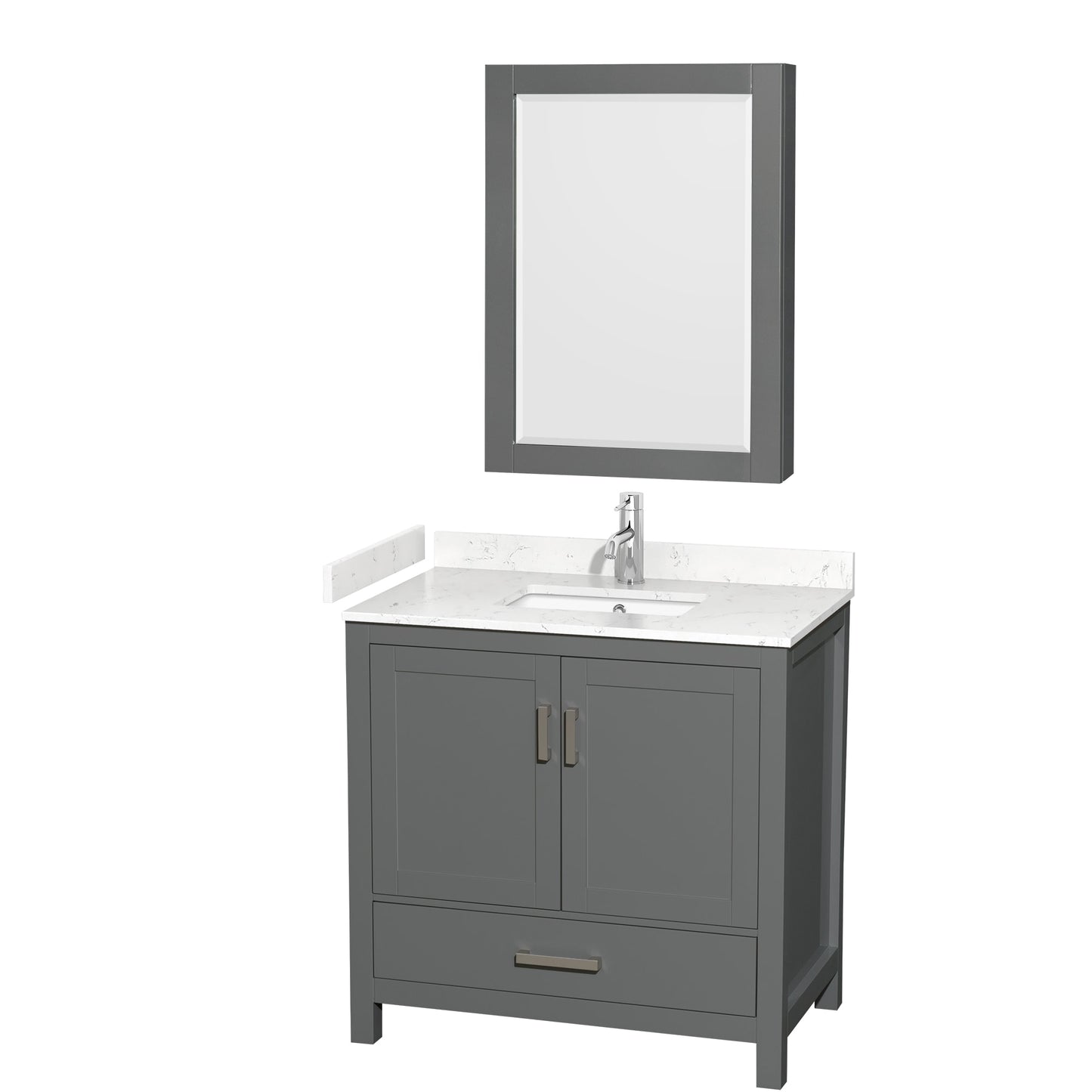 Sheffield Bathroom Vanity with Countertop 36 inch Single Sink Single hole Faucet Setup