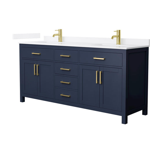 Beckett Bathroom Vanity with Countertop 72 inch Double Sink Single hole Faucet Setup