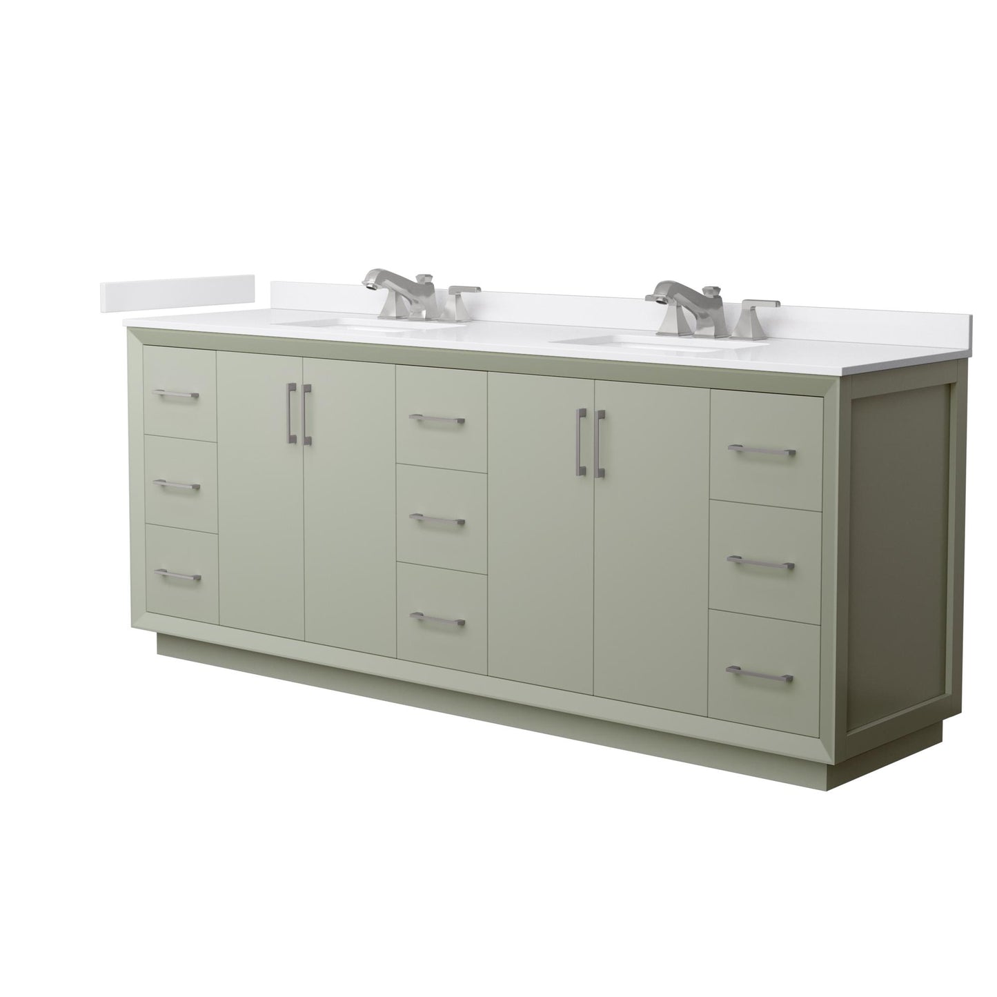 Strada Bathroom Vanity with Countertop 84 inch Double Sink 3-hole Faucet Setup