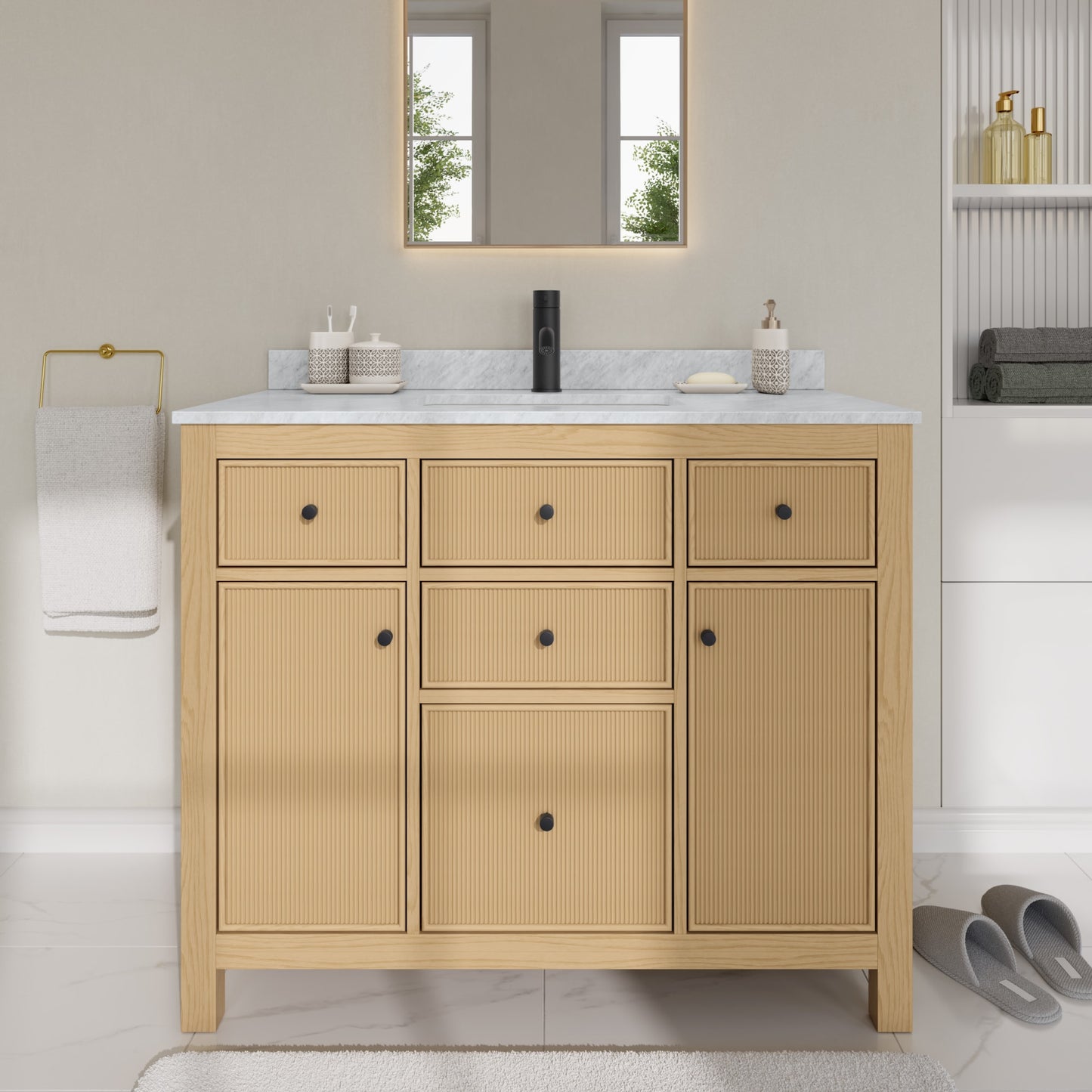 Pendry Bathroom Vanity with Countertop 42 inch Single Sink Single hole Faucet Setup