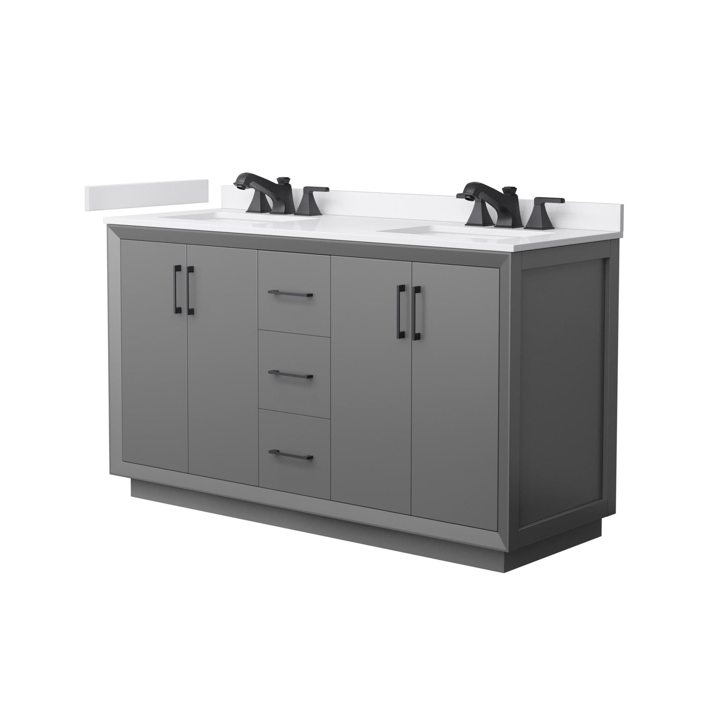 Strada Bathroom Vanity with Countertop 60 inch Double Sink 3-hole Faucet Setup