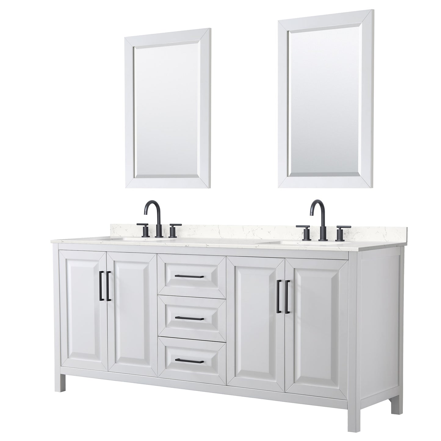 Daria Bathroom Vanity with Countertop 80 inch Double Sink 3-hole Faucet Setup