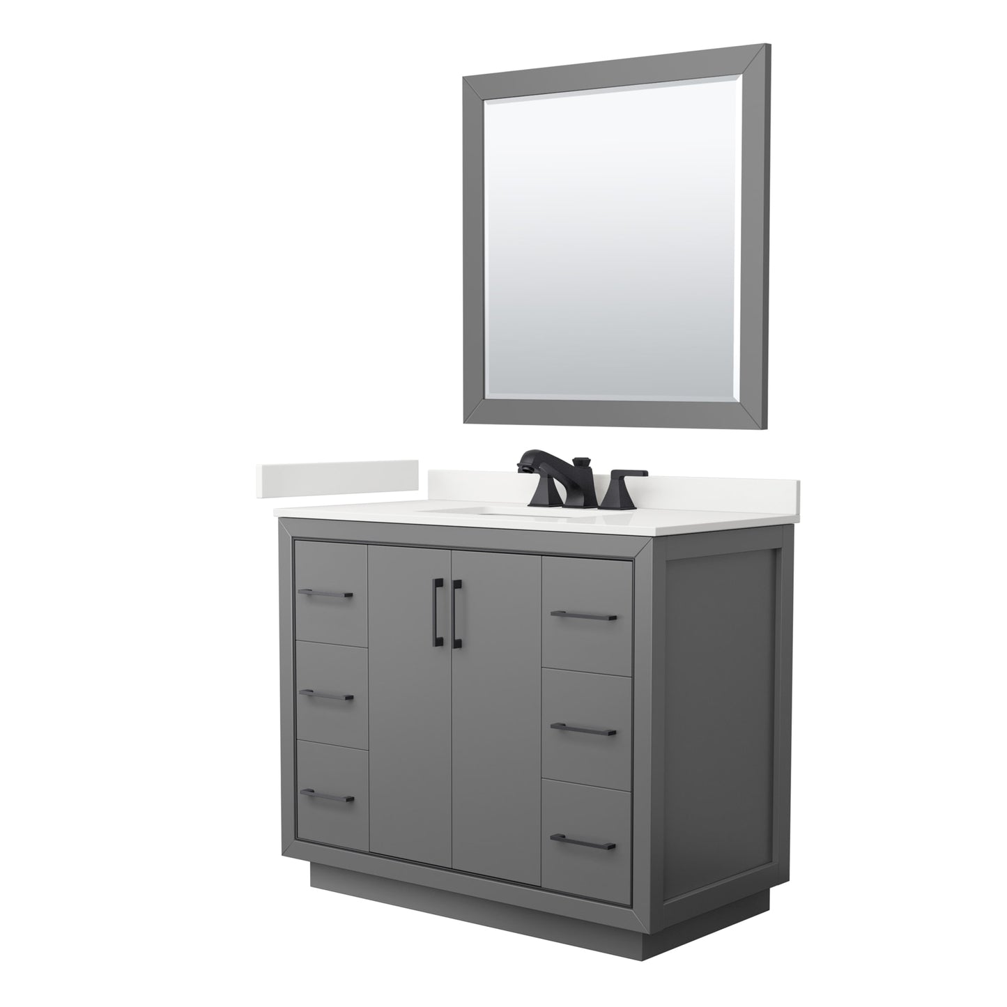 Icon Bathroom Vanity with Countertop 42 inch Single Sink 3-hole Faucet Setup