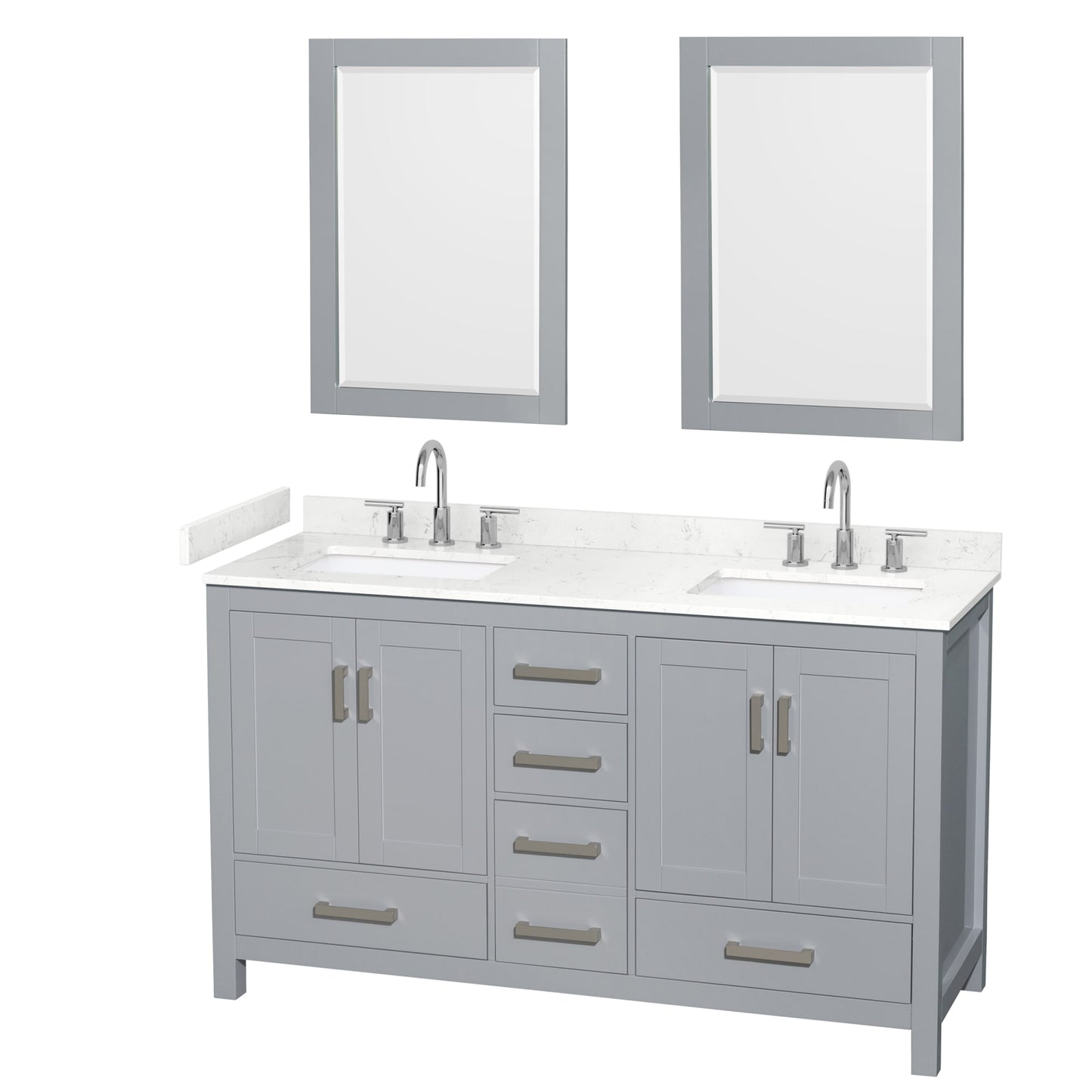 Sheffield Bathroom Vanity with Countertop 60 inch Double Sink 3-hole Faucet Setup