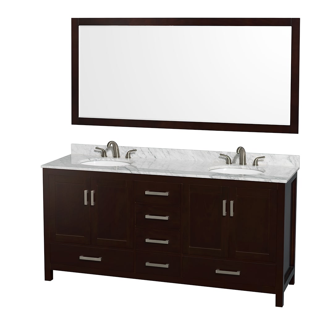 Sheffield Bathroom Vanity with Countertop 72 inch Double Sink 3-hole Faucet Setup