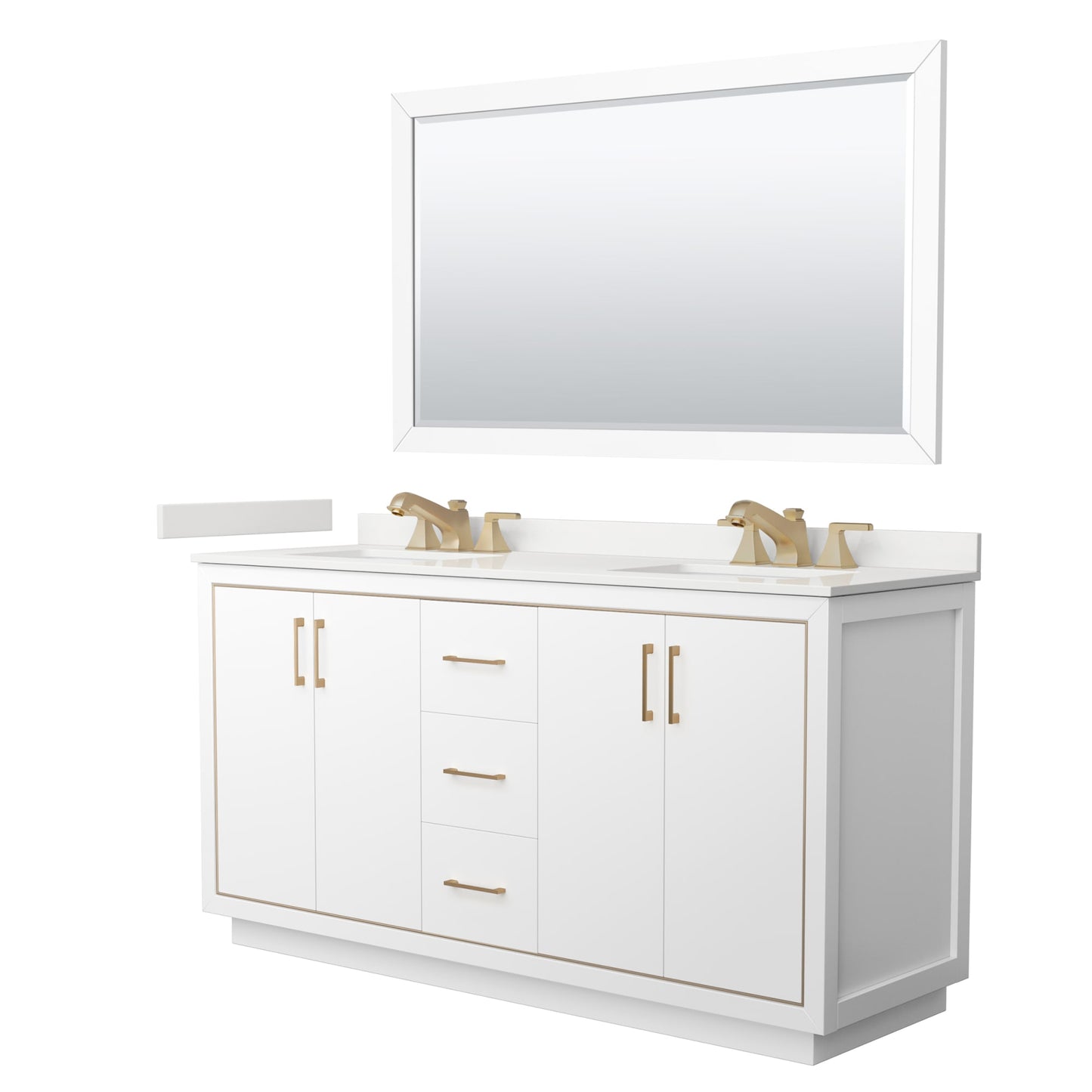 Icon Bathroom Vanity with Countertop 66 inch Double Sink 3-hole Faucet Setup
