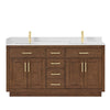 Custom image for Dark Oak with Brushed Gold Trim / Carrara Cultured Marble / No Mirror