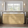 Custom image for Rift Oak with Brushed Gold Trim / White Cultured Marble / No Mirror
