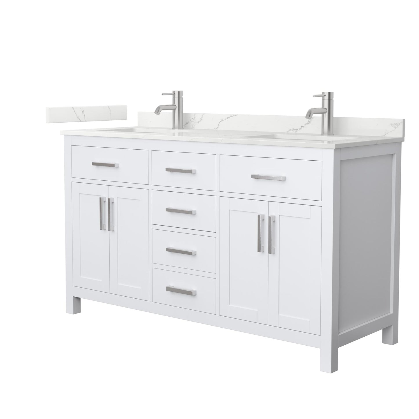 Beckett Bathroom Vanity with Countertop 60 inch Double Sink Single hole Faucet Setup