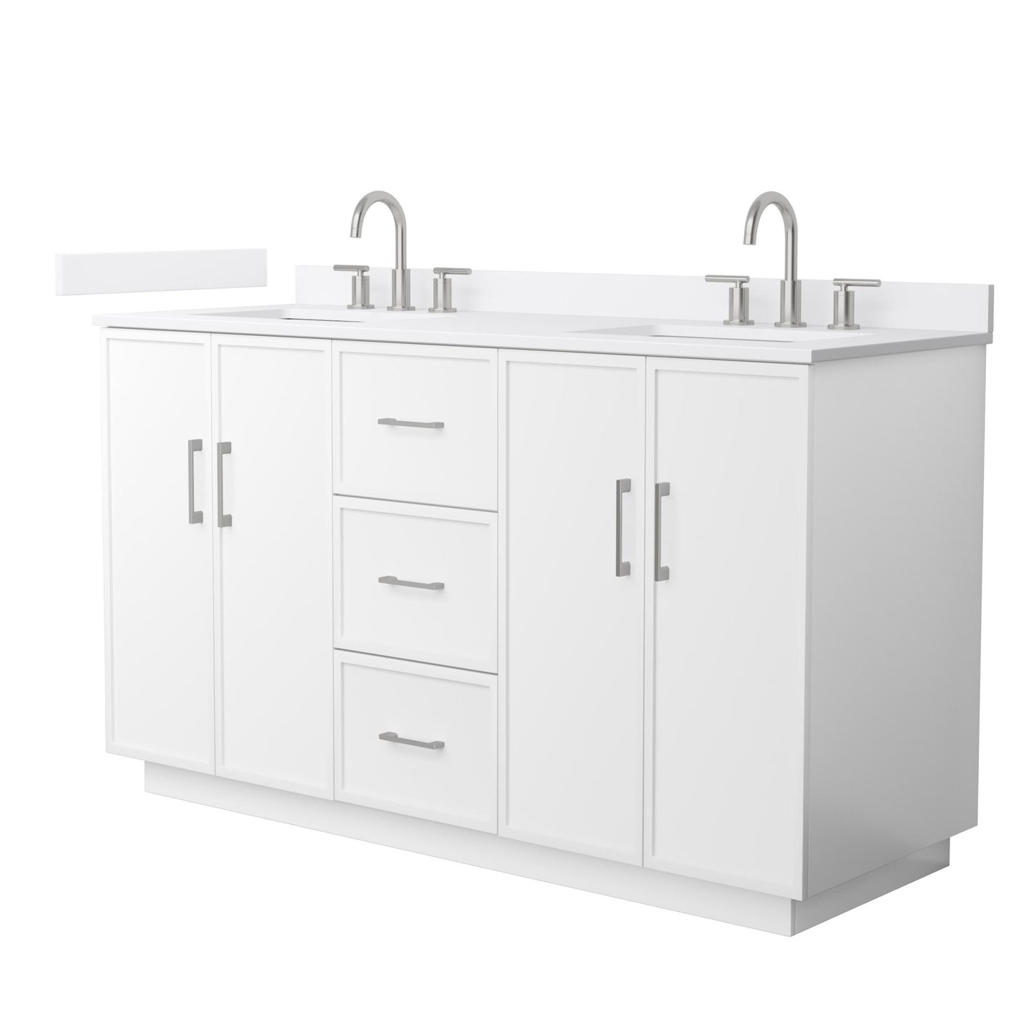 Elan TK Bathroom Vanity with Countertop 60 inch Double Sink 3-hole Faucet Setup
