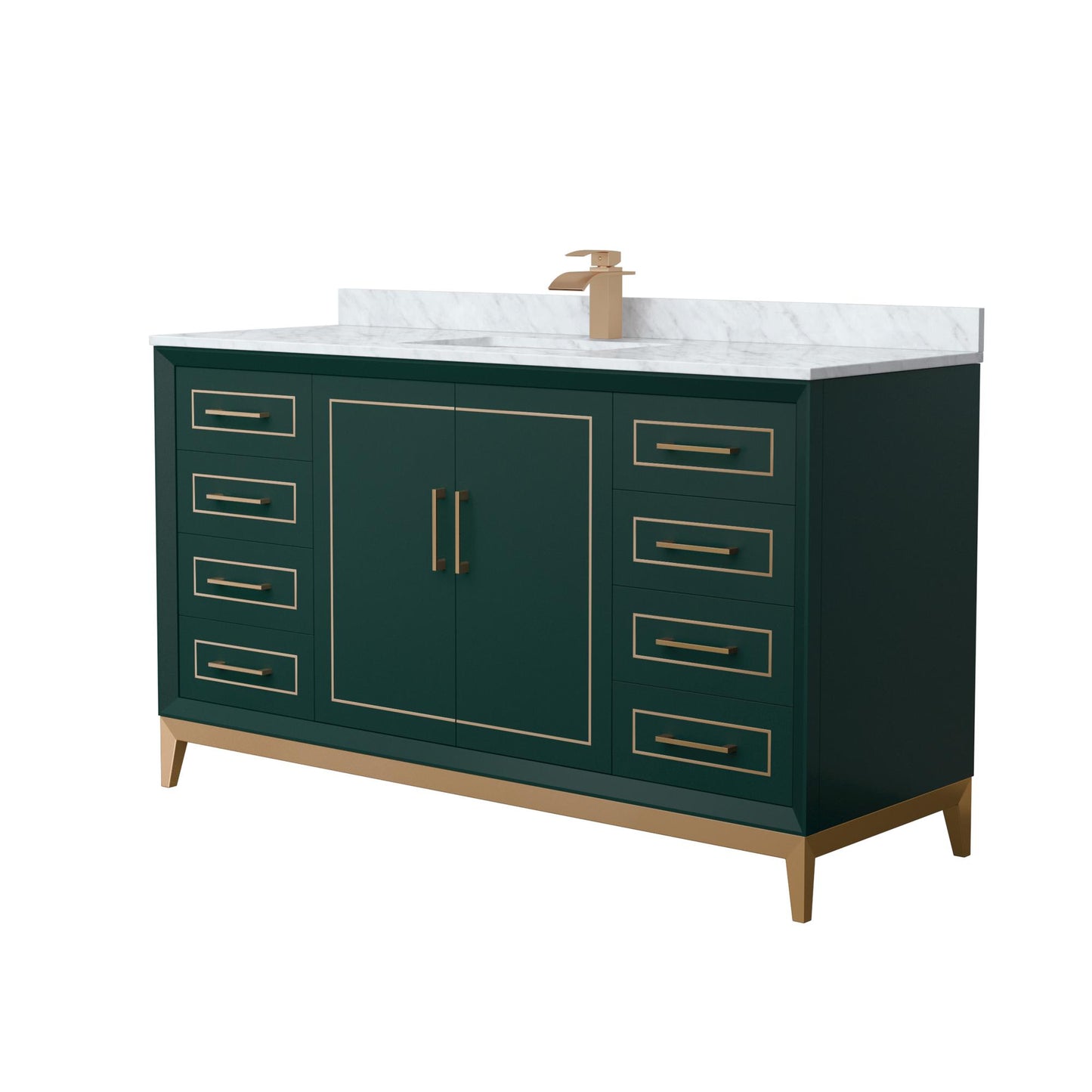 Marlena Bathroom Vanity with Countertop 60 inch Single Sink Single hole Faucet Setup