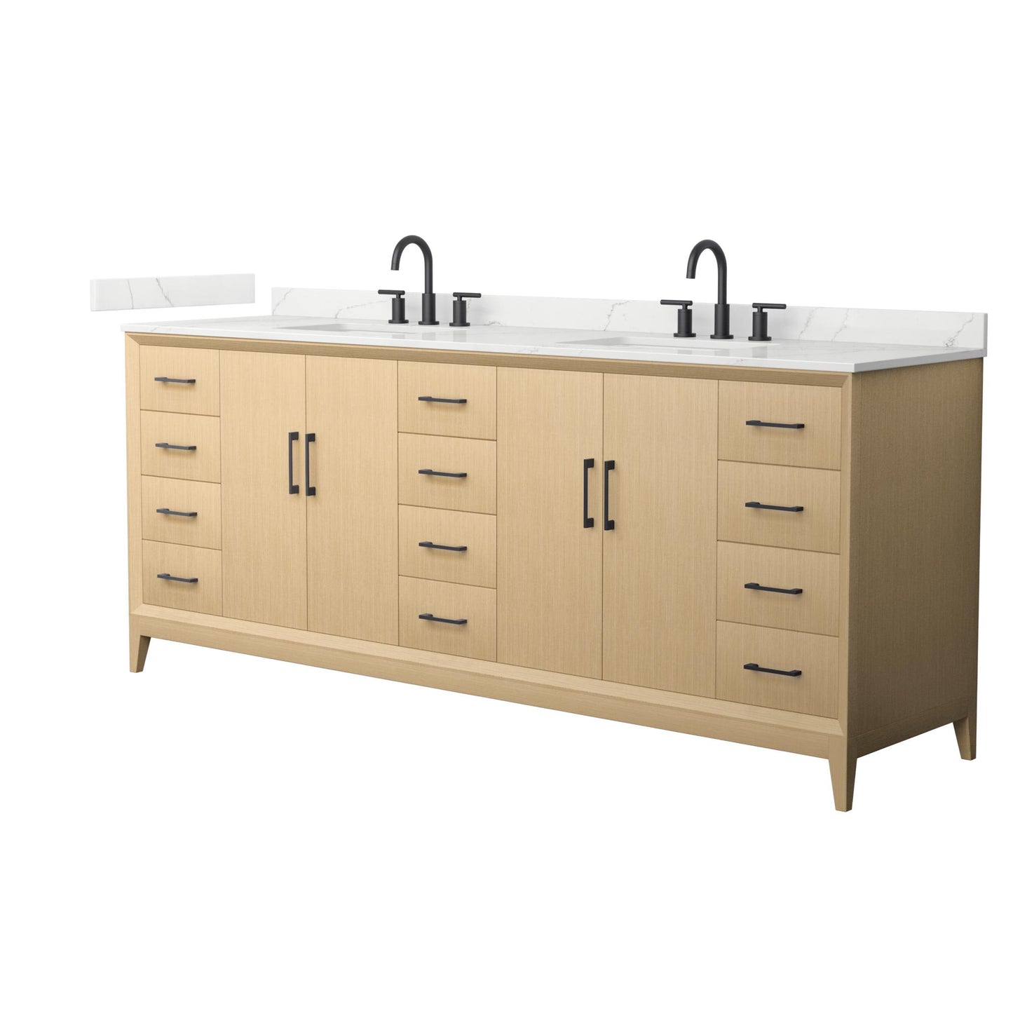 Janna Bathroom Vanity with Countertop 84 inch Double Sink 3-hole Faucet Setup