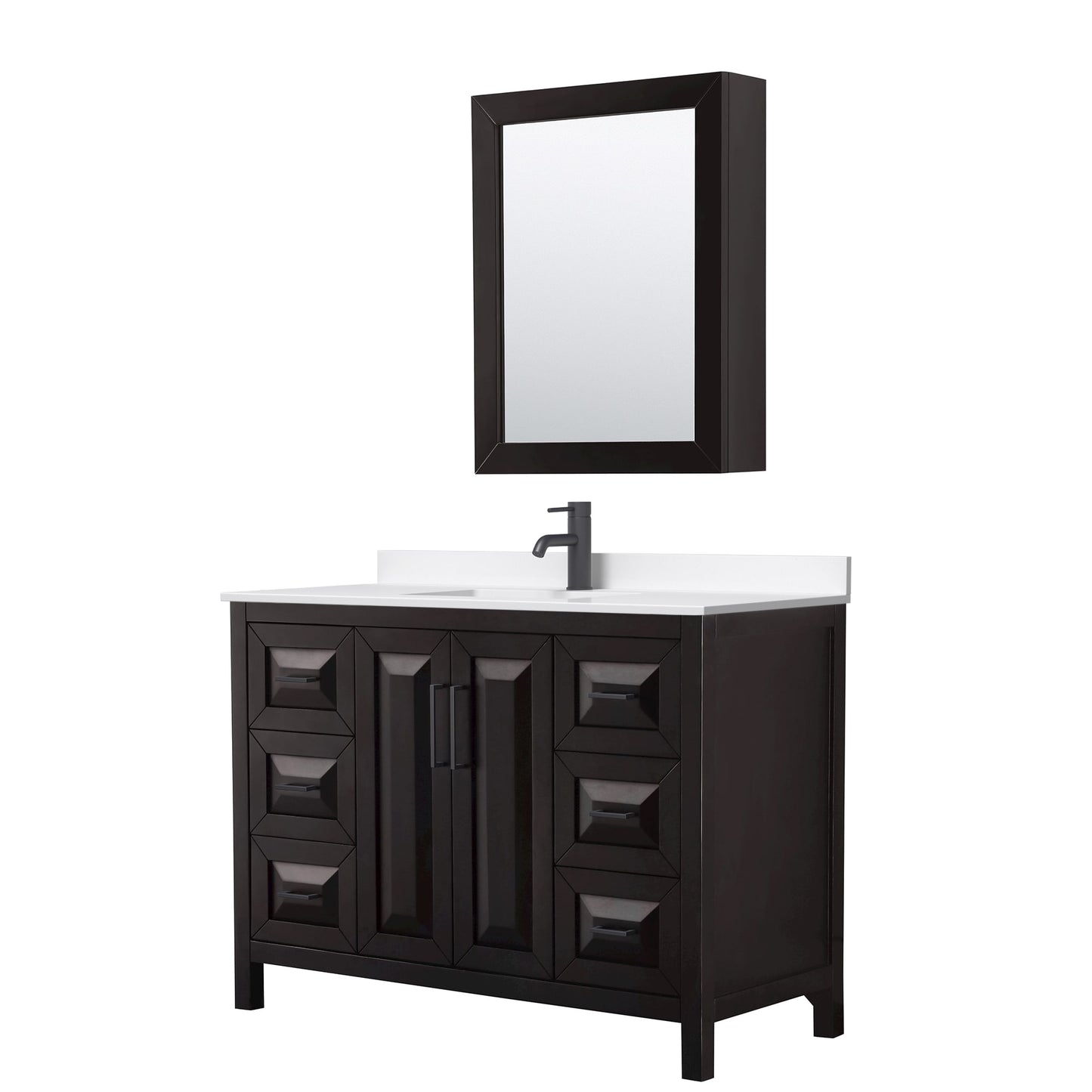 Daria Bathroom Vanity with Countertop 48 inch Single Sink Single hole Faucet Setup