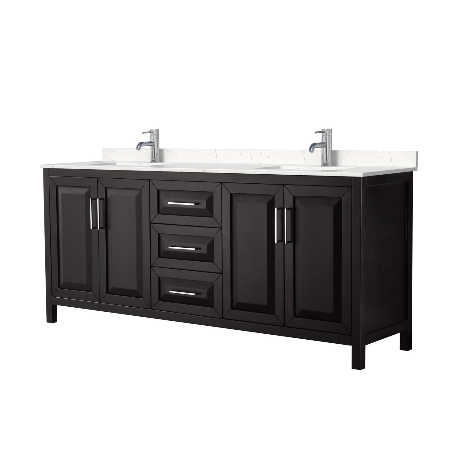 Daria Bathroom Vanity with Countertop 80 inch Double Sink Single hole Faucet Setup