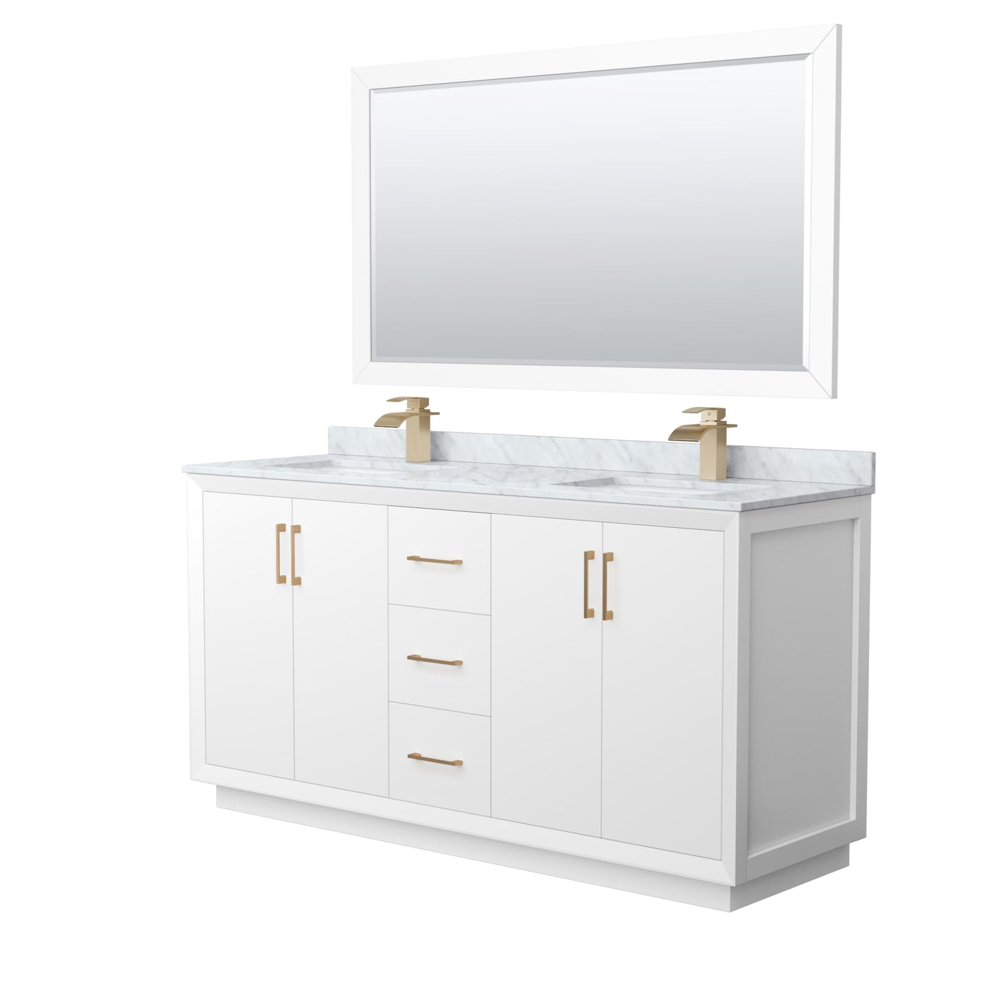 Strada Bathroom Vanity with Countertop 66 inch Double Sink Single hole Faucet Setup