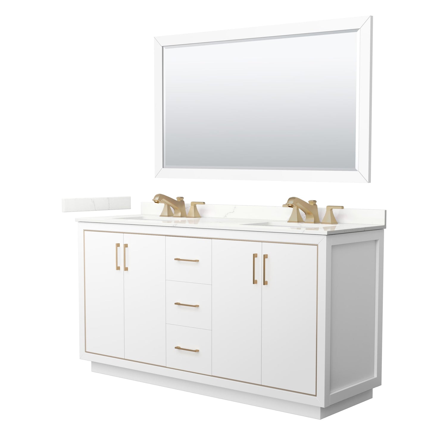 Icon Bathroom Vanity with Countertop 66 inch Double Sink 3-hole Faucet Setup