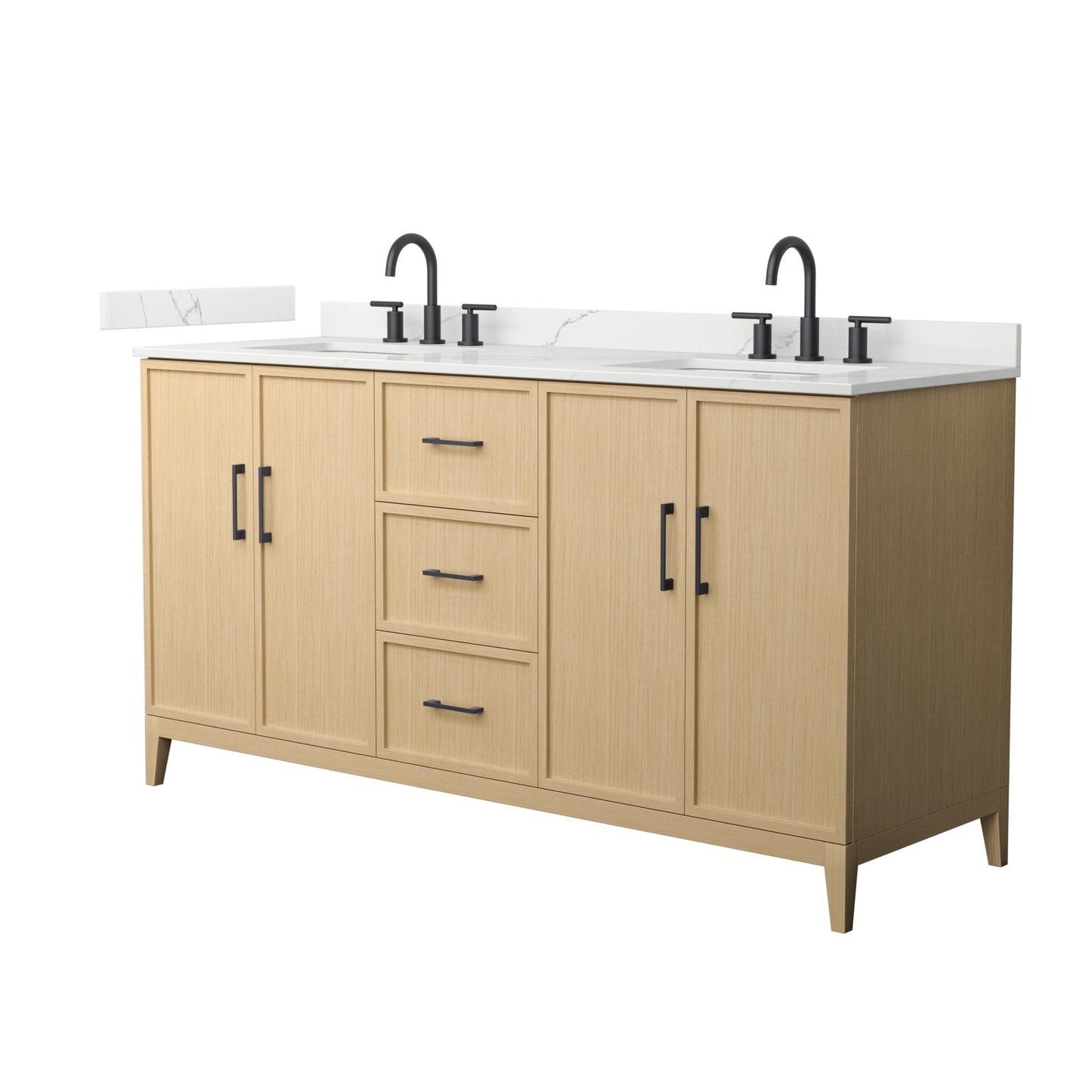 Elan Bathroom Vanity with Countertop 66 inch Double Sink 3-hole Faucet Setup