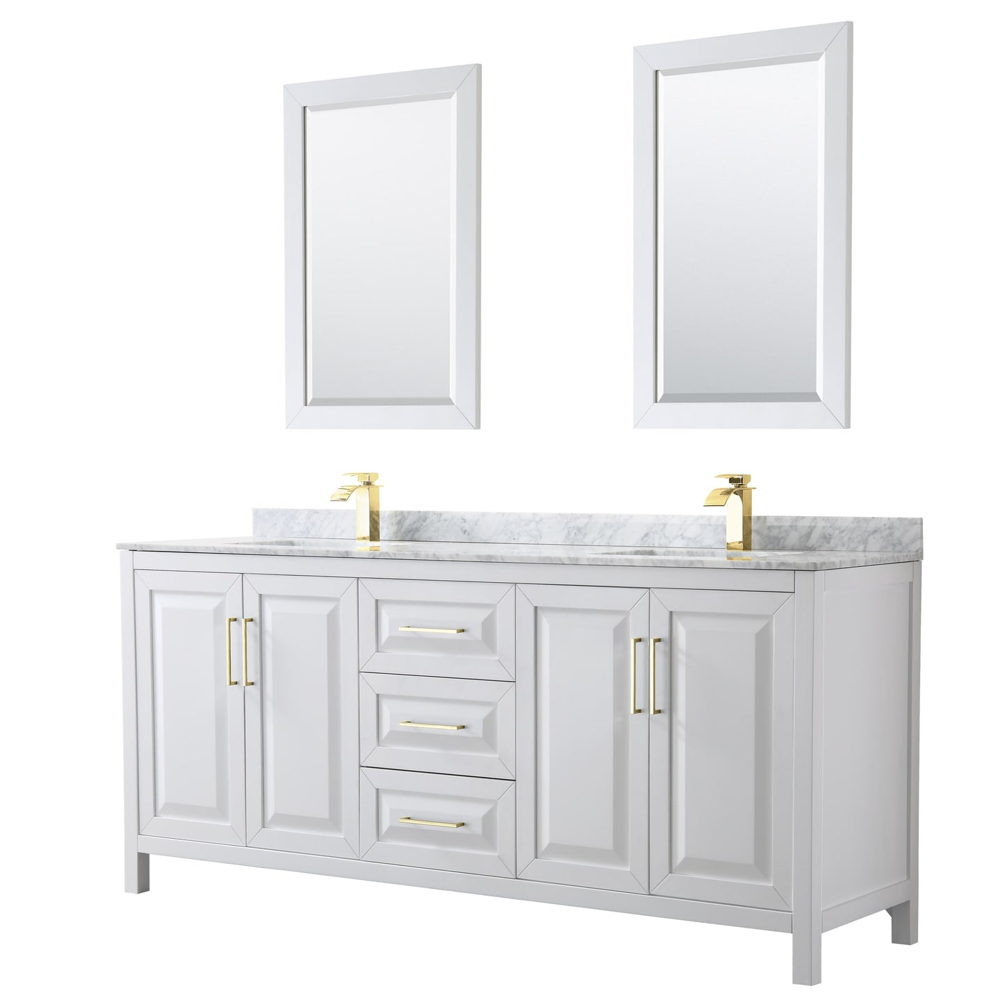 Daria Bathroom Vanity with Countertop 80 inch Double Sink Single hole Faucet Setup