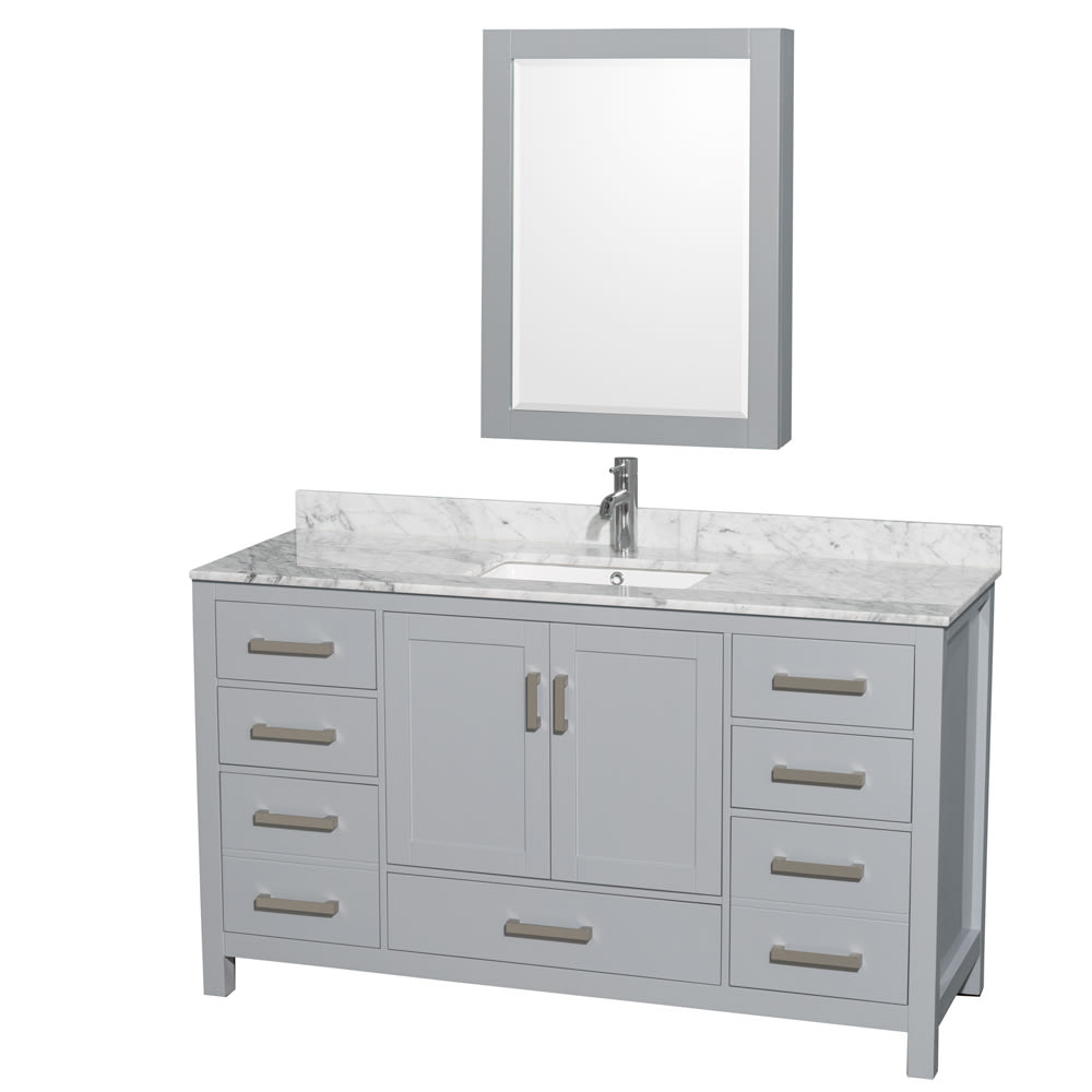Sheffield Bathroom Vanity with Countertop 60 inch Single Sink Single hole Faucet Setup
