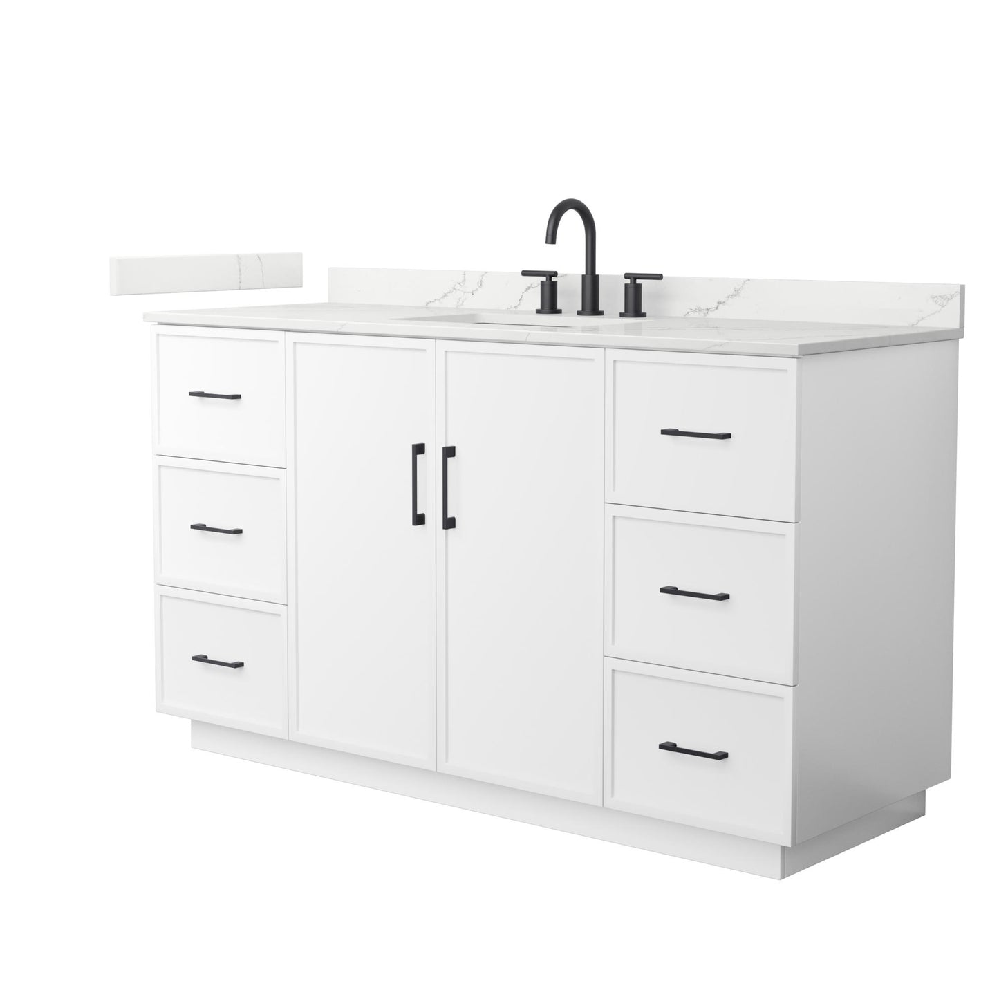 Elan TK Bathroom Vanity with Countertop 60 inch Single Sink 3-hole Faucet Setup