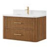 Custom image for Toasted Walnut with Satin Bronze Trim / White Quartz / No Mirror