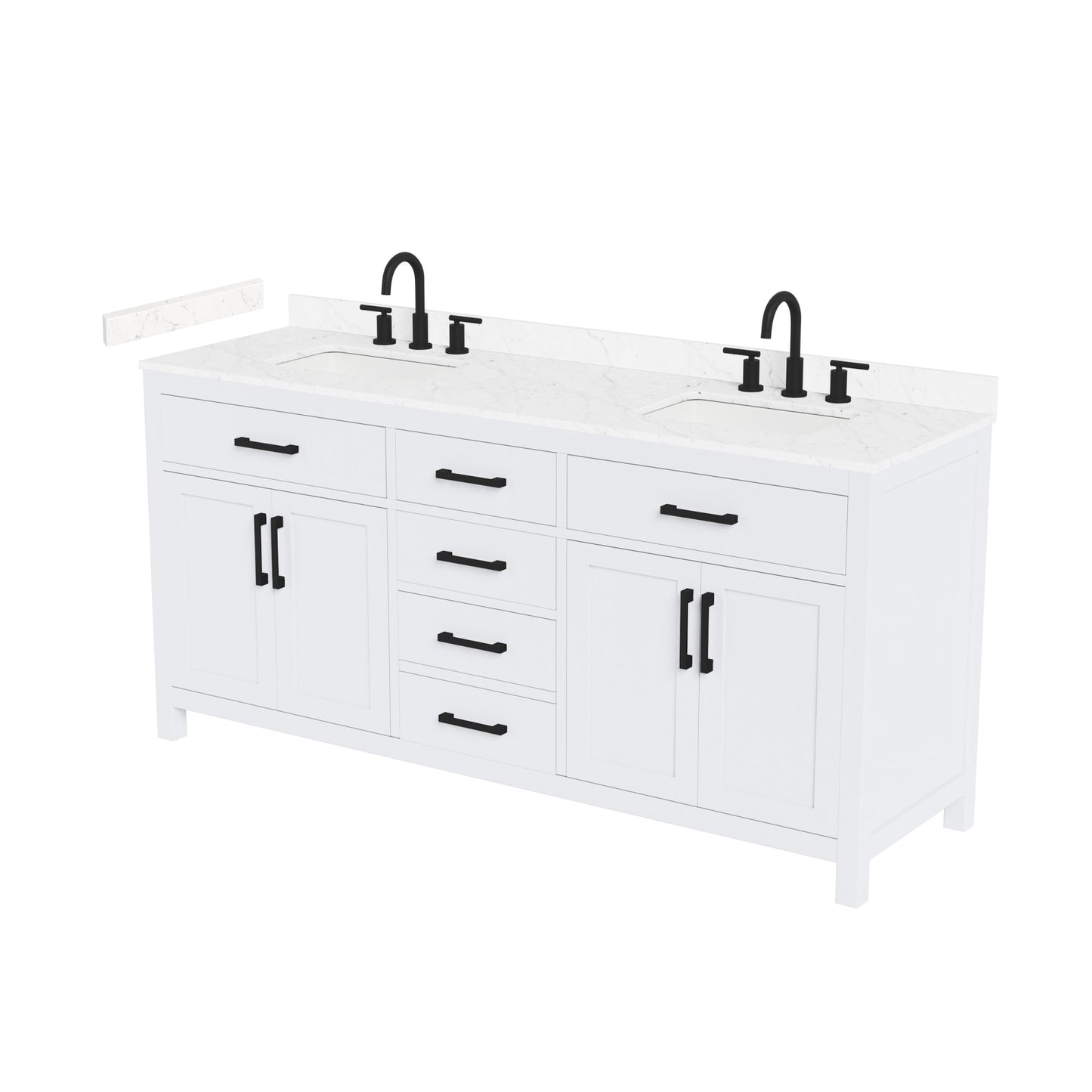 Beckett Bathroom Vanity with Countertop 72 inch Double Sink 3-hole Faucet Setup
