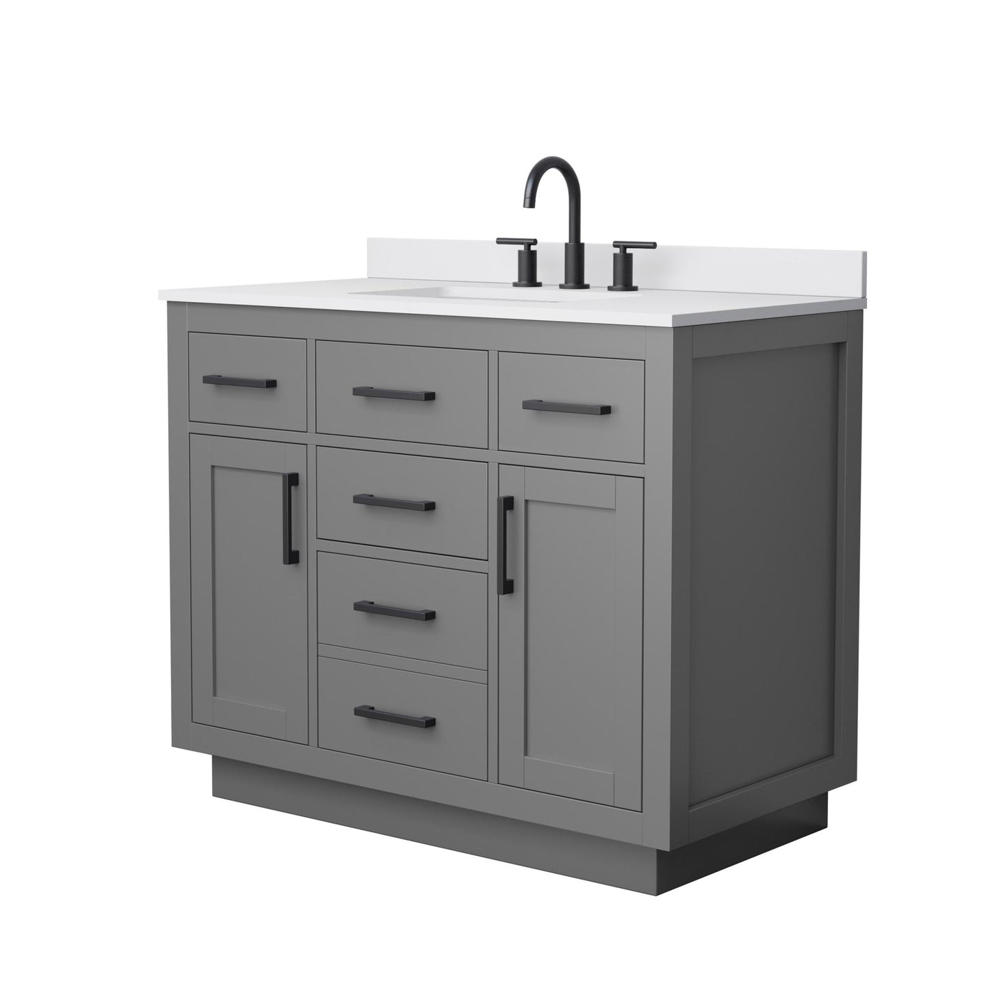 Beckett TK Bathroom Vanity with Countertop 42 inch Single Sink 3-hole Faucet Setup
