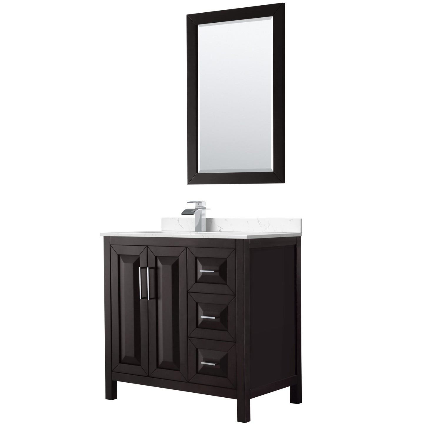 Daria Bathroom Vanity with Countertop 36 inch Single Sink Single hole Faucet Setup