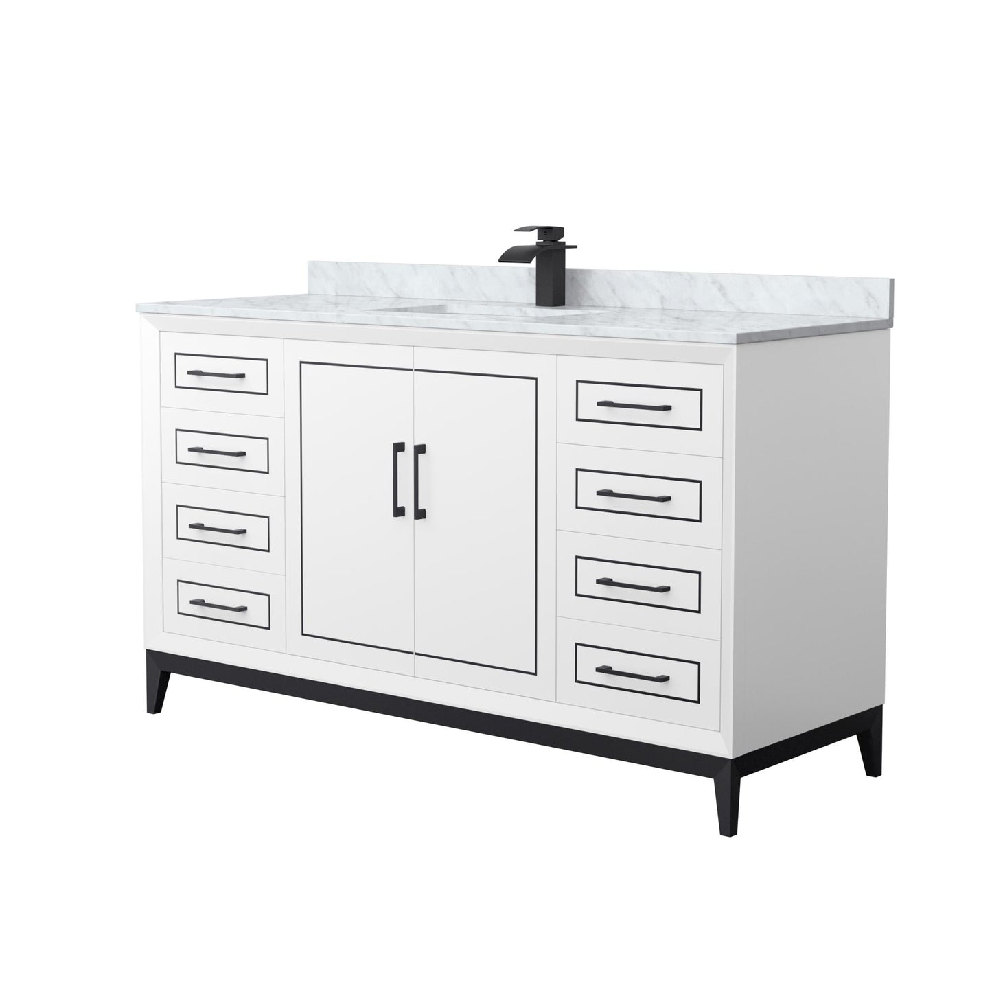 Marlena Bathroom Vanity with Countertop 60 inch Single Sink Single hole Faucet Setup