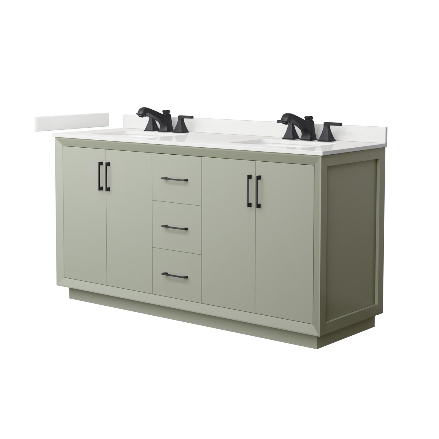 Strada Bathroom Vanity with Countertop 66 inch Double Sink 3-hole Faucet Setup