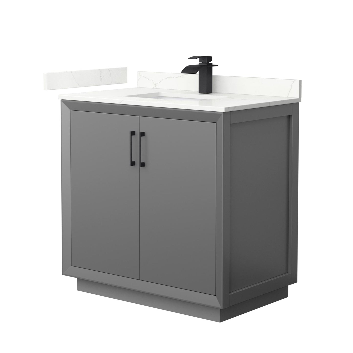 Strada Bathroom Vanity with Countertop 36 inch Single Sink Single hole Faucet Setup