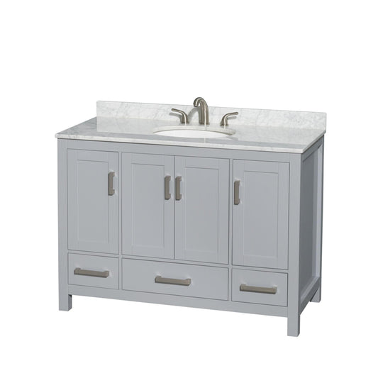 Sheffield Bathroom Vanity with Countertop 48 inch Single Sink 3-hole Faucet Setup