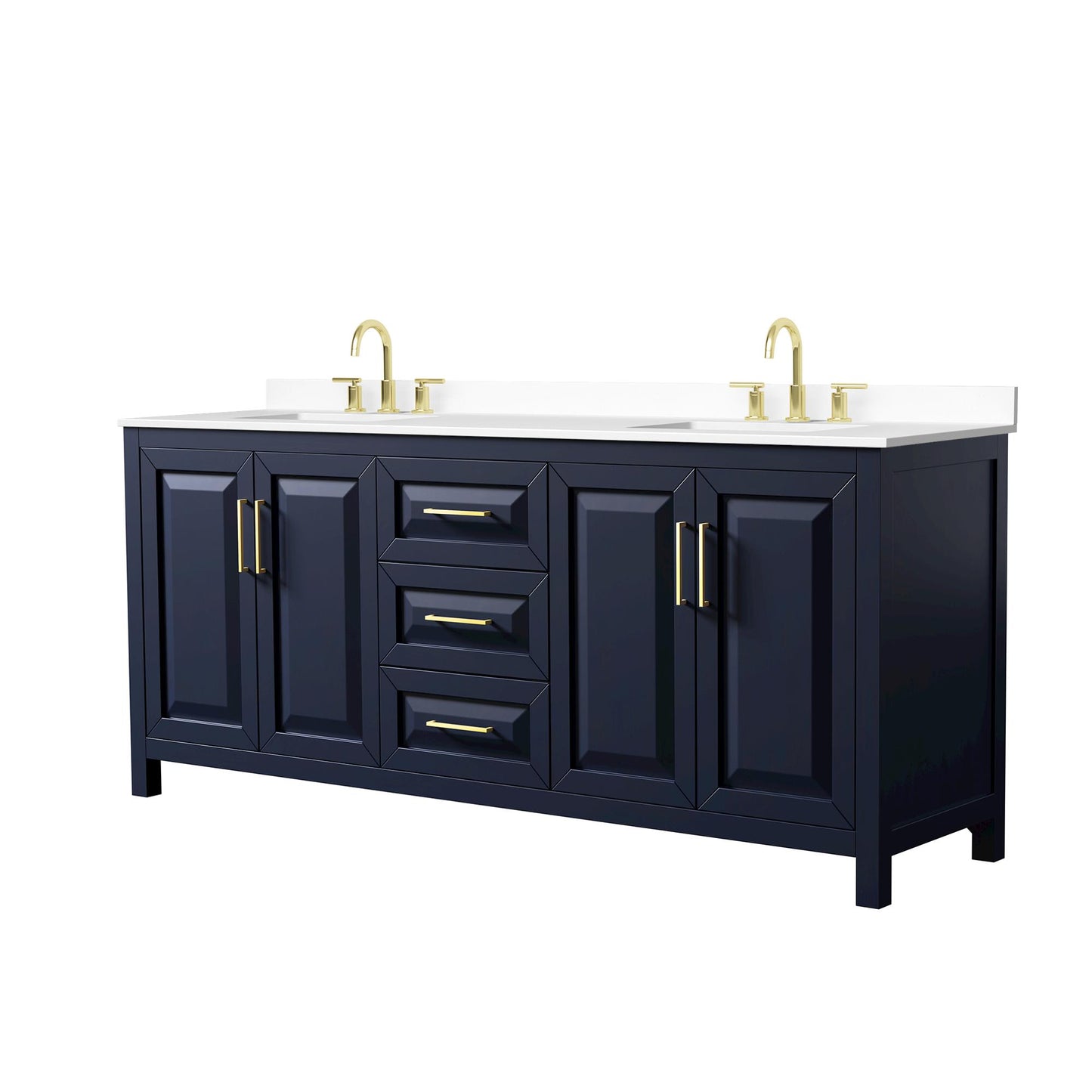 Daria Bathroom Vanity with Countertop 80 inch Double Sink 3-hole Faucet Setup