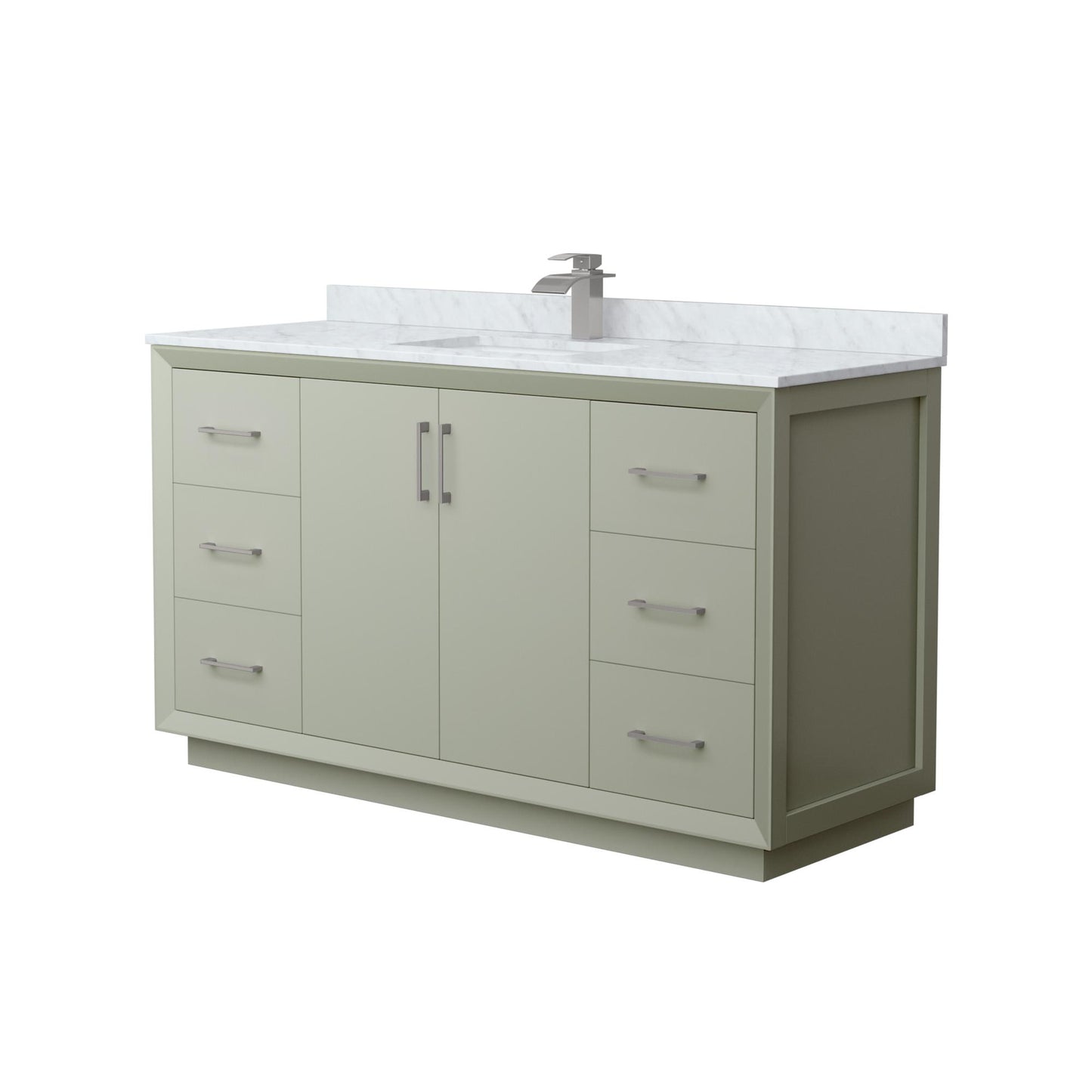 Strada Bathroom Vanity with Countertop 60 inch Single Sink Single hole Faucet Setup