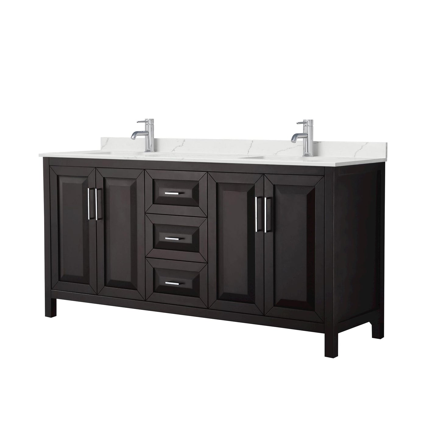 Daria Bathroom Vanity with Countertop 72 inch Double Sink Single hole Faucet Setup