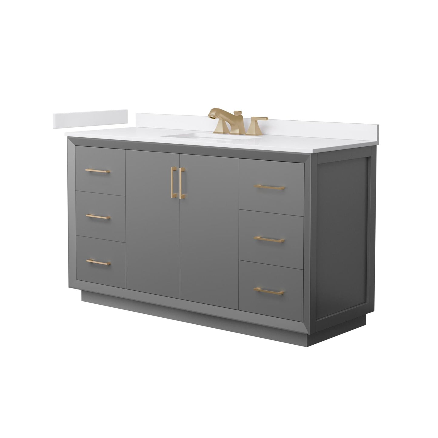 Strada Bathroom Vanity with Countertop 60 inch Single Sink 3-hole Faucet Setup