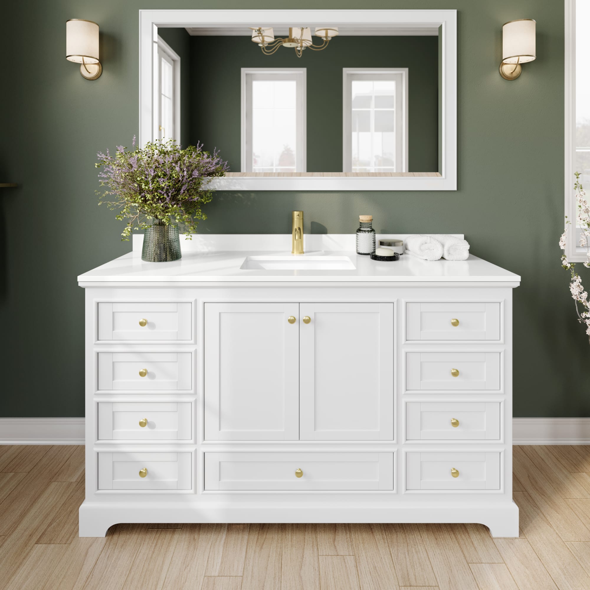 Deborah Bathroom Vanity with Countertop 60 inch Single Sink Single hol ...