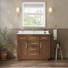 Custom image for Dark Oak with Brushed Gold Trim / White Cultured Marble / No Mirror