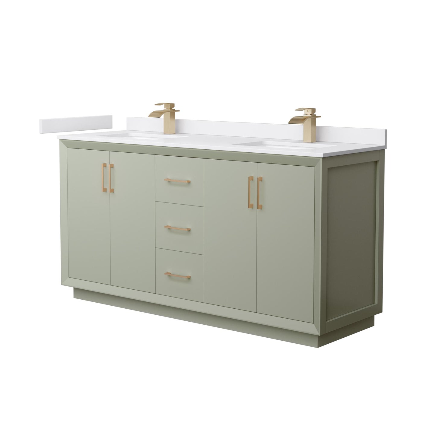 Strada Bathroom Vanity with Countertop 66 inch Double Sink Single hole Faucet Setup