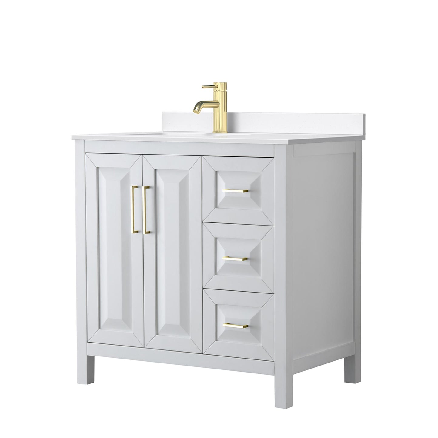 Daria Bathroom Vanity with Countertop 36 inch Single Sink Single hole Faucet Setup